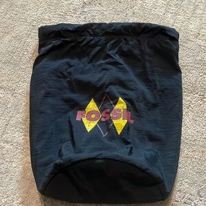 Vintage black Fossil lined backpack